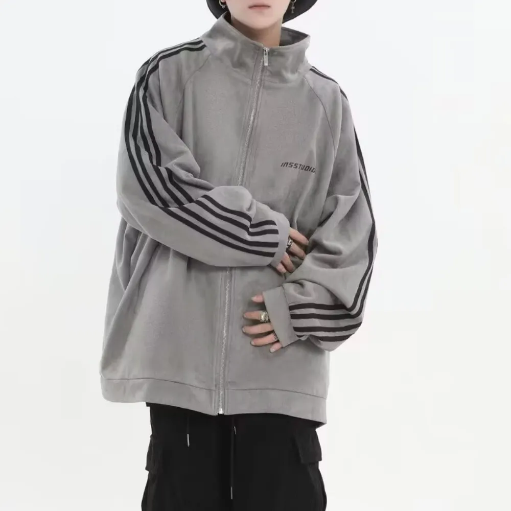Regular Striped Suede Jacket