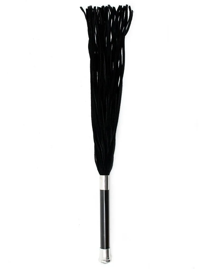 Rimba - Suede Flogger Met Glazen Handvat En Kristal - Zwart