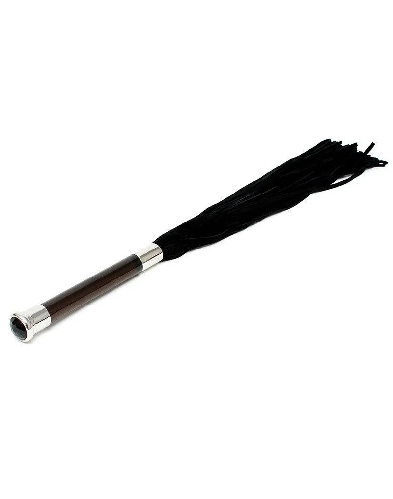 Rimba - Suede Flogger Met Glazen Handvat En Kristal - Zwart