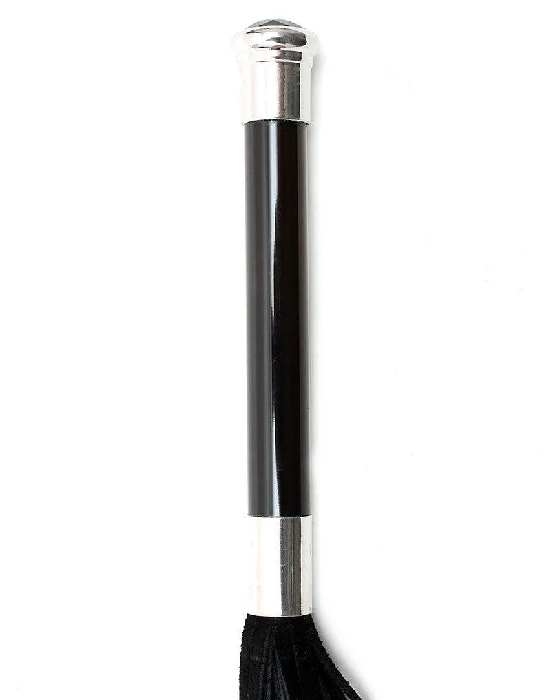 Rimba - Suede Flogger Met Glazen Handvat En Kristal - Zwart