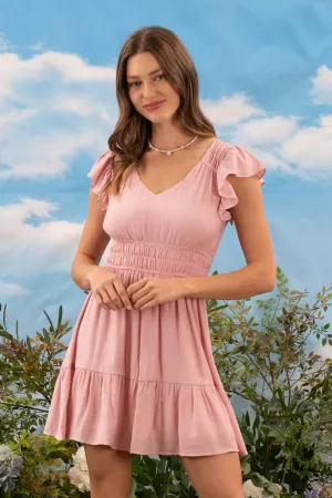 Ruffle Sleeve Lace Dress