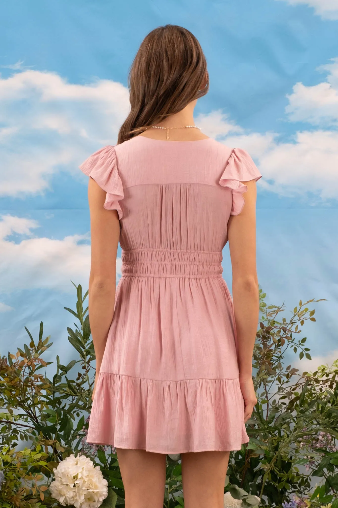 Ruffle Sleeve Lace Dress