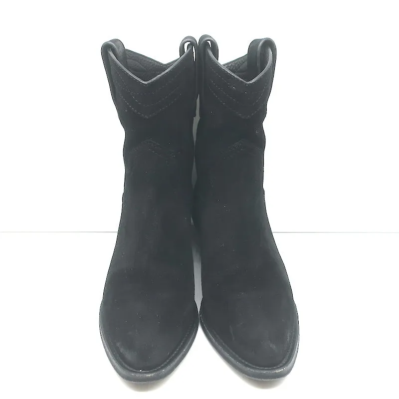Saint Laurent Eastwood Short Western Boots Black Suede Size 36.5
