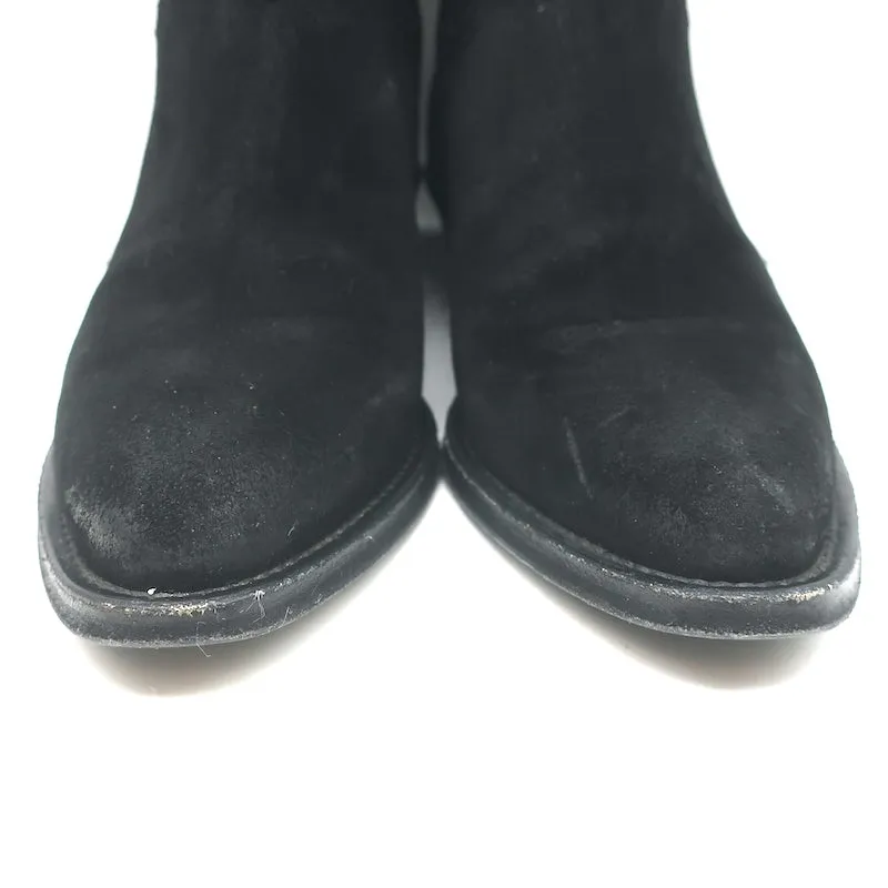 Saint Laurent Eastwood Short Western Boots Black Suede Size 36.5
