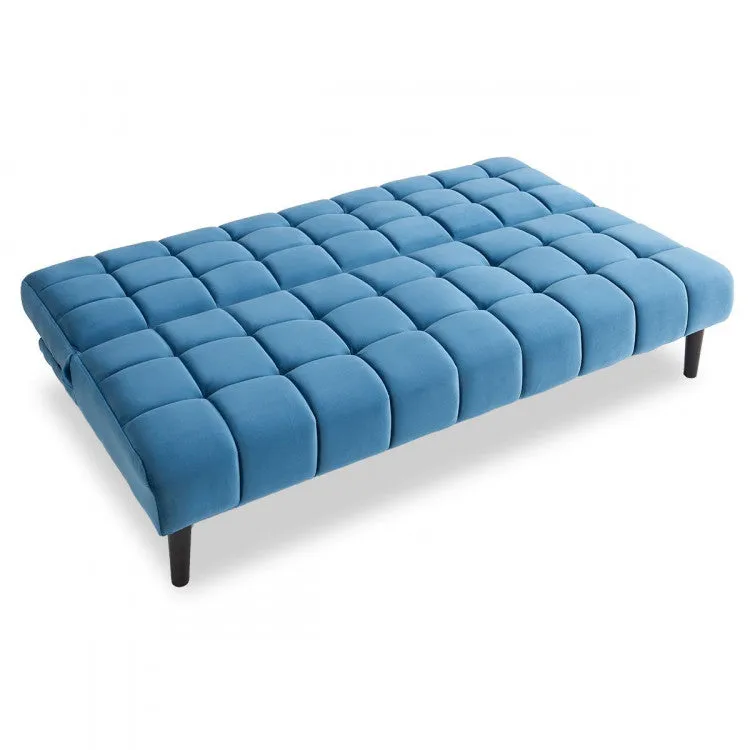 SARANTINO FAUX SUEDE FABRIC SOFA BED FURNITURE LOUNGE SEAT BLUE