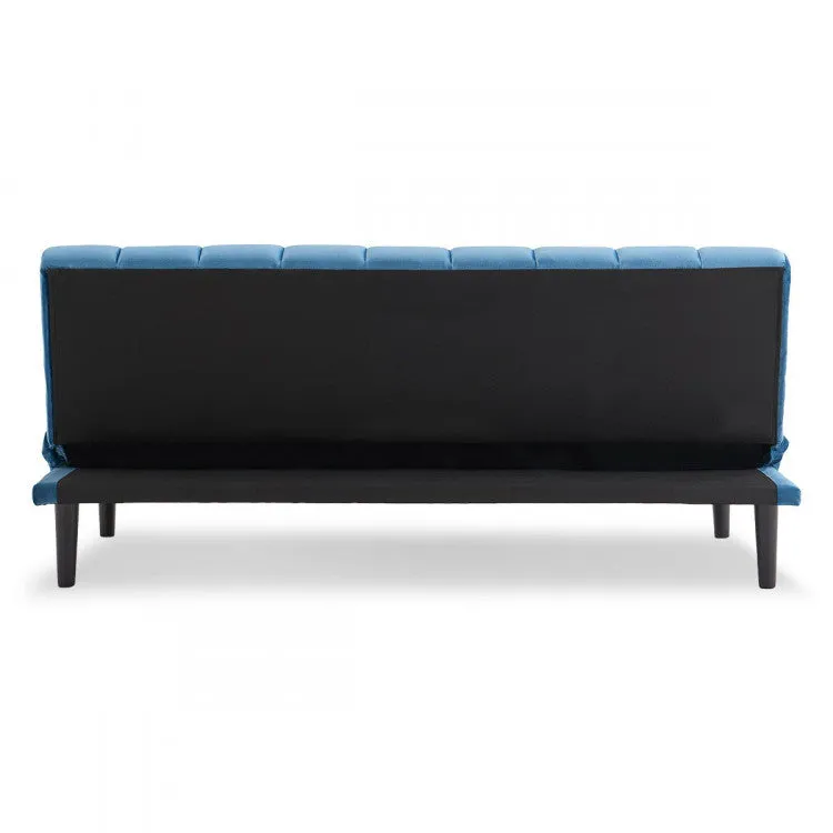 SARANTINO FAUX SUEDE FABRIC SOFA BED FURNITURE LOUNGE SEAT BLUE