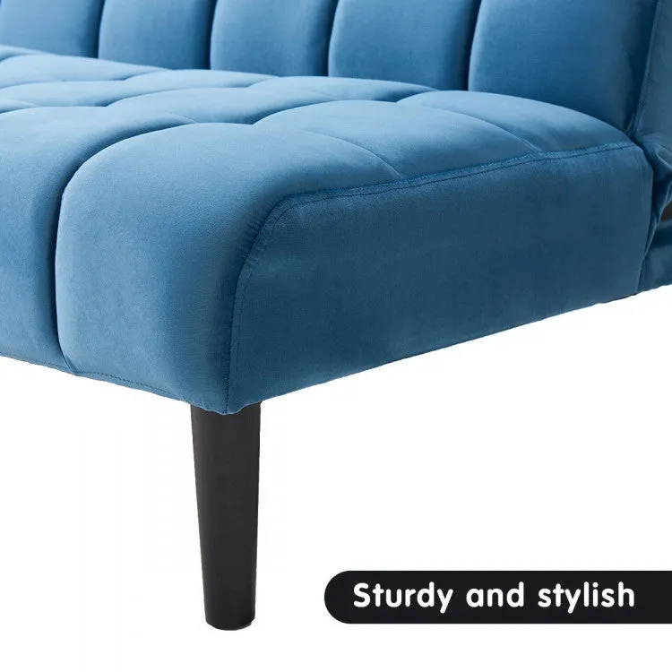SARANTINO FAUX SUEDE FABRIC SOFA BED FURNITURE LOUNGE SEAT BLUE
