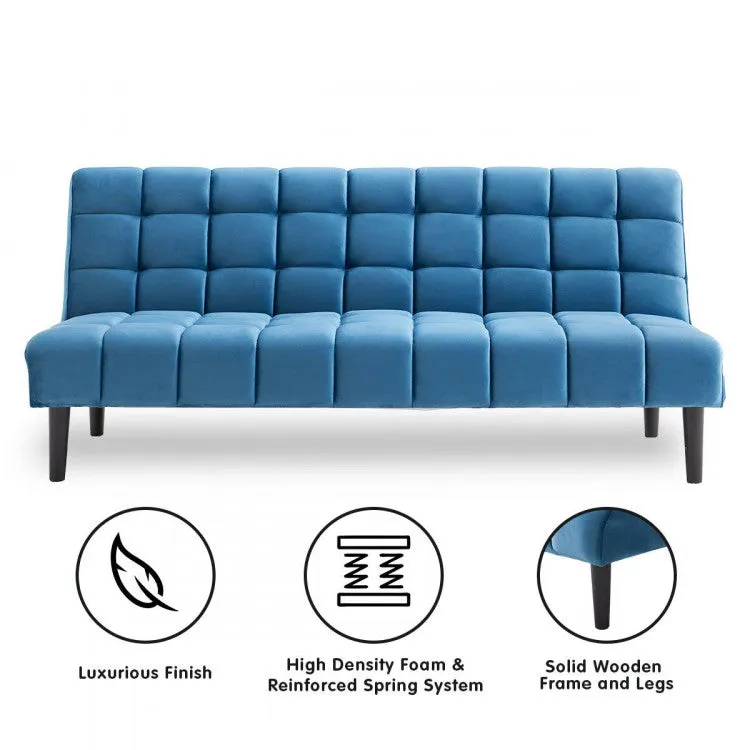 SARANTINO FAUX SUEDE FABRIC SOFA BED FURNITURE LOUNGE SEAT BLUE