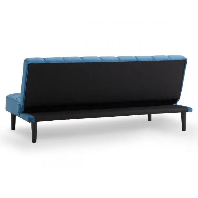 SARANTINO FAUX SUEDE FABRIC SOFA BED FURNITURE LOUNGE SEAT BLUE