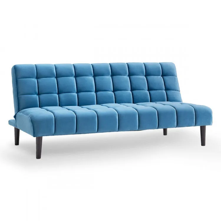 SARANTINO FAUX SUEDE FABRIC SOFA BED FURNITURE LOUNGE SEAT BLUE