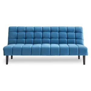 SARANTINO FAUX SUEDE FABRIC SOFA BED FURNITURE LOUNGE SEAT BLUE