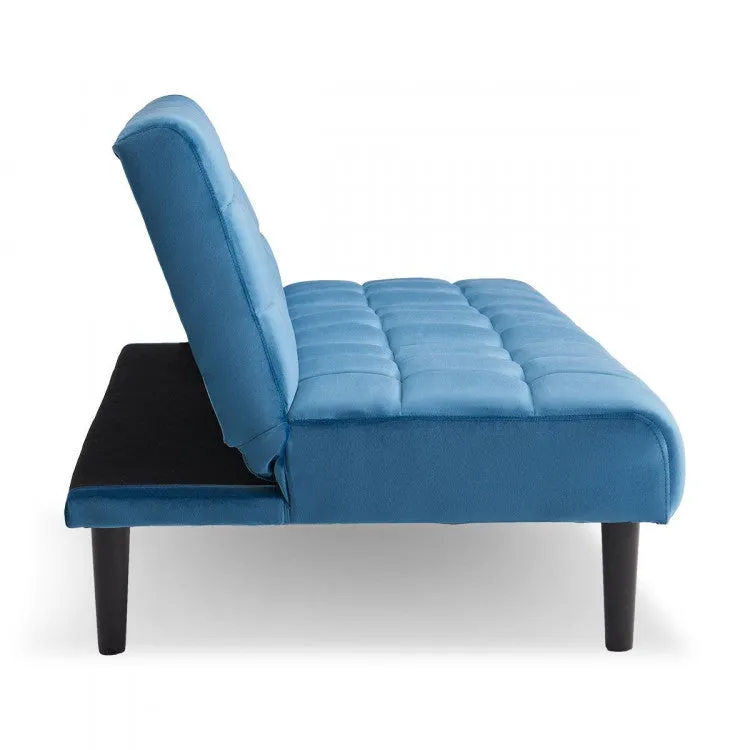 SARANTINO FAUX SUEDE FABRIC SOFA BED FURNITURE LOUNGE SEAT BLUE