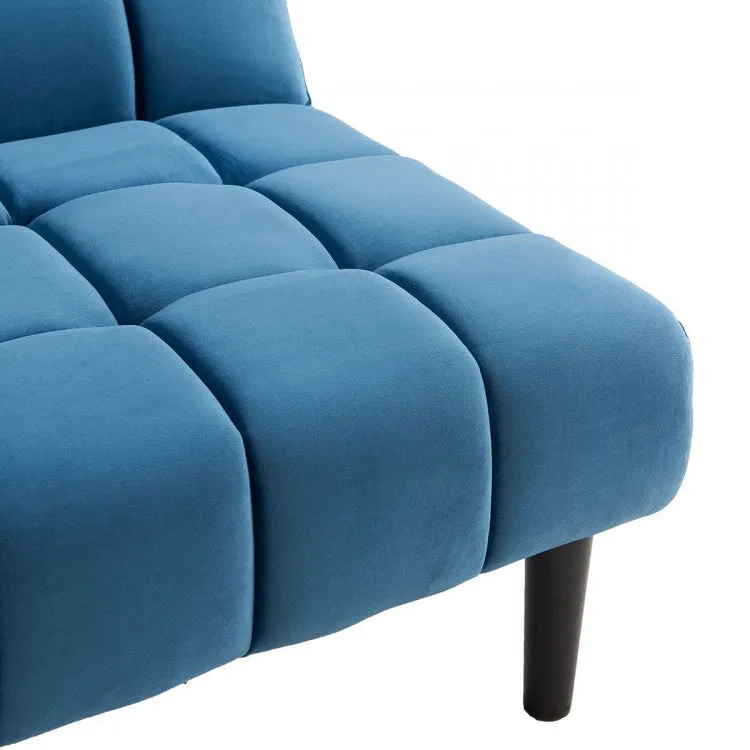 SARANTINO FAUX SUEDE FABRIC SOFA BED FURNITURE LOUNGE SEAT BLUE