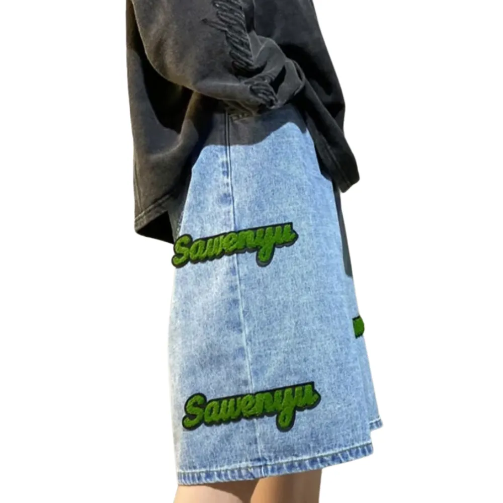 Simple Lettering Towel Embroidered Shorts