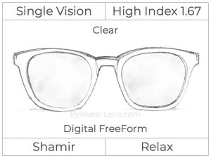 Single Vision - High Index 1.67 - Shamir Relax - Digital - Clear - Aspheric