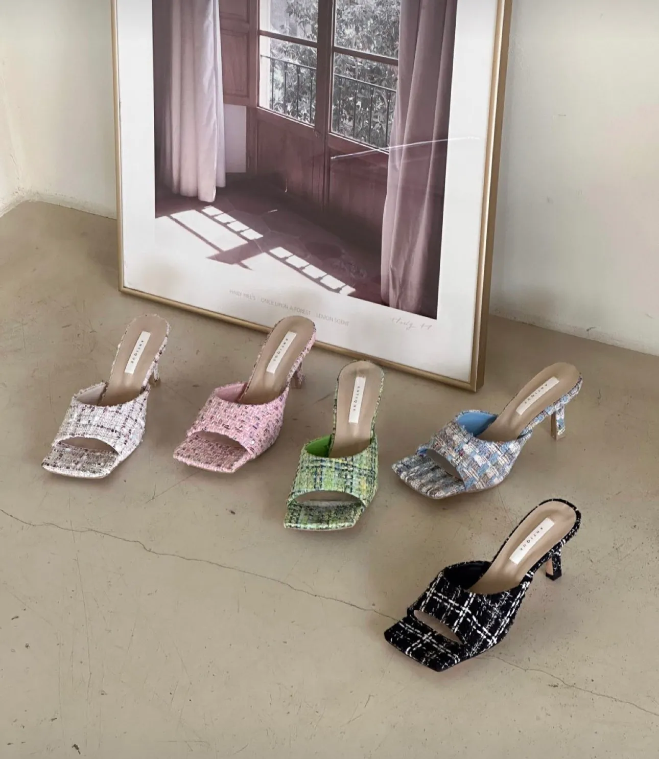 Soft Pastel Tweed Sandals