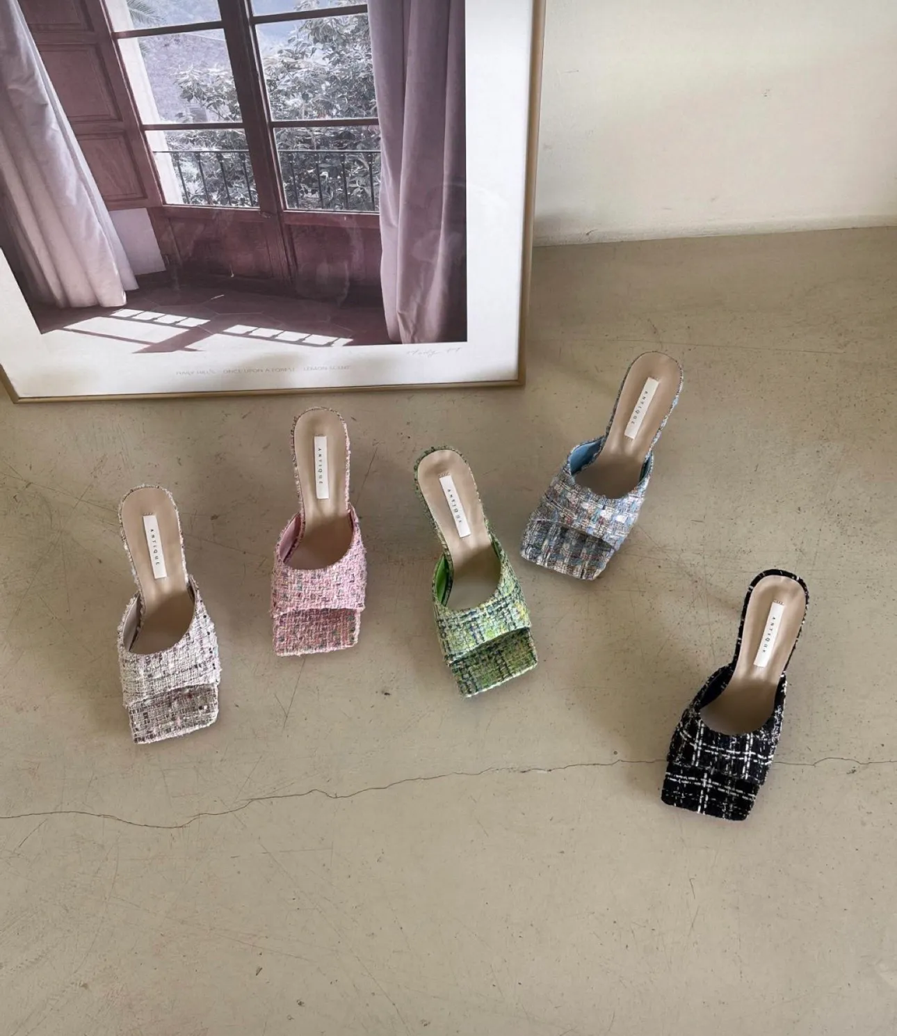 Soft Pastel Tweed Sandals