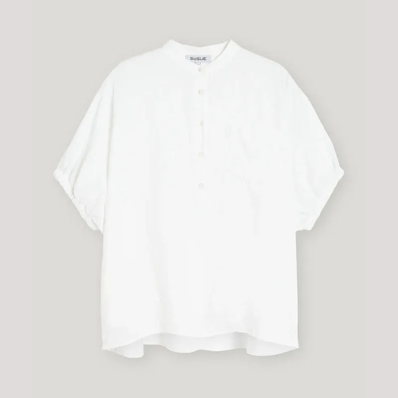 SoSUE Cowboy Button Blouse in White