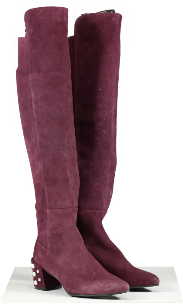Stuart Weitzman Red Suede Knee High Boot In Bordeaux UK 2 EU 35 👠