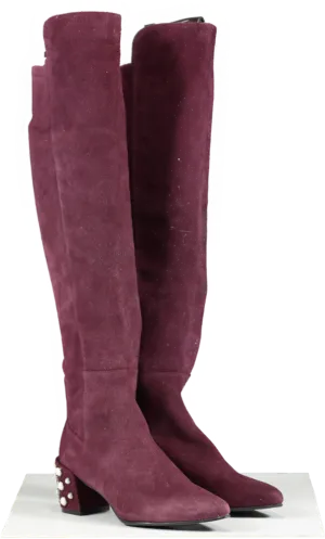 Stuart Weitzman Red Suede Knee High Boot In Bordeaux UK 2 EU 35 👠