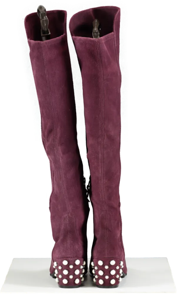Stuart Weitzman Red Suede Knee High Boot In Bordeaux UK 2 EU 35 👠