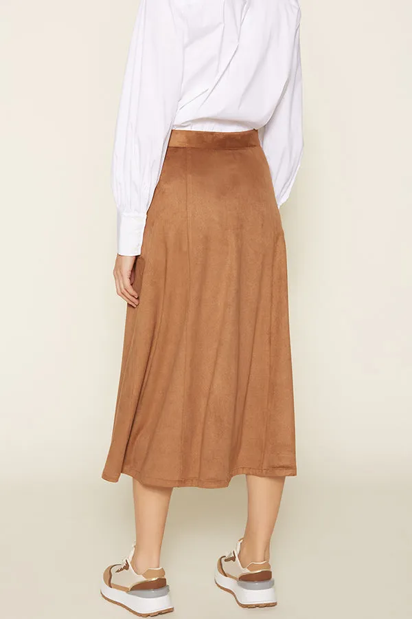 SUEDE LIKE BUTTONED SKIRT