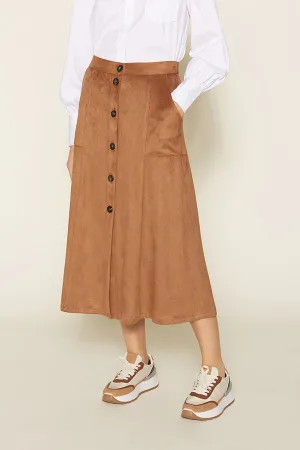 SUEDE LIKE BUTTONED SKIRT