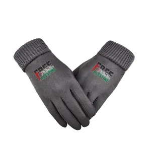 Support Sticker Unisex Suede Fabric Gray Gloves