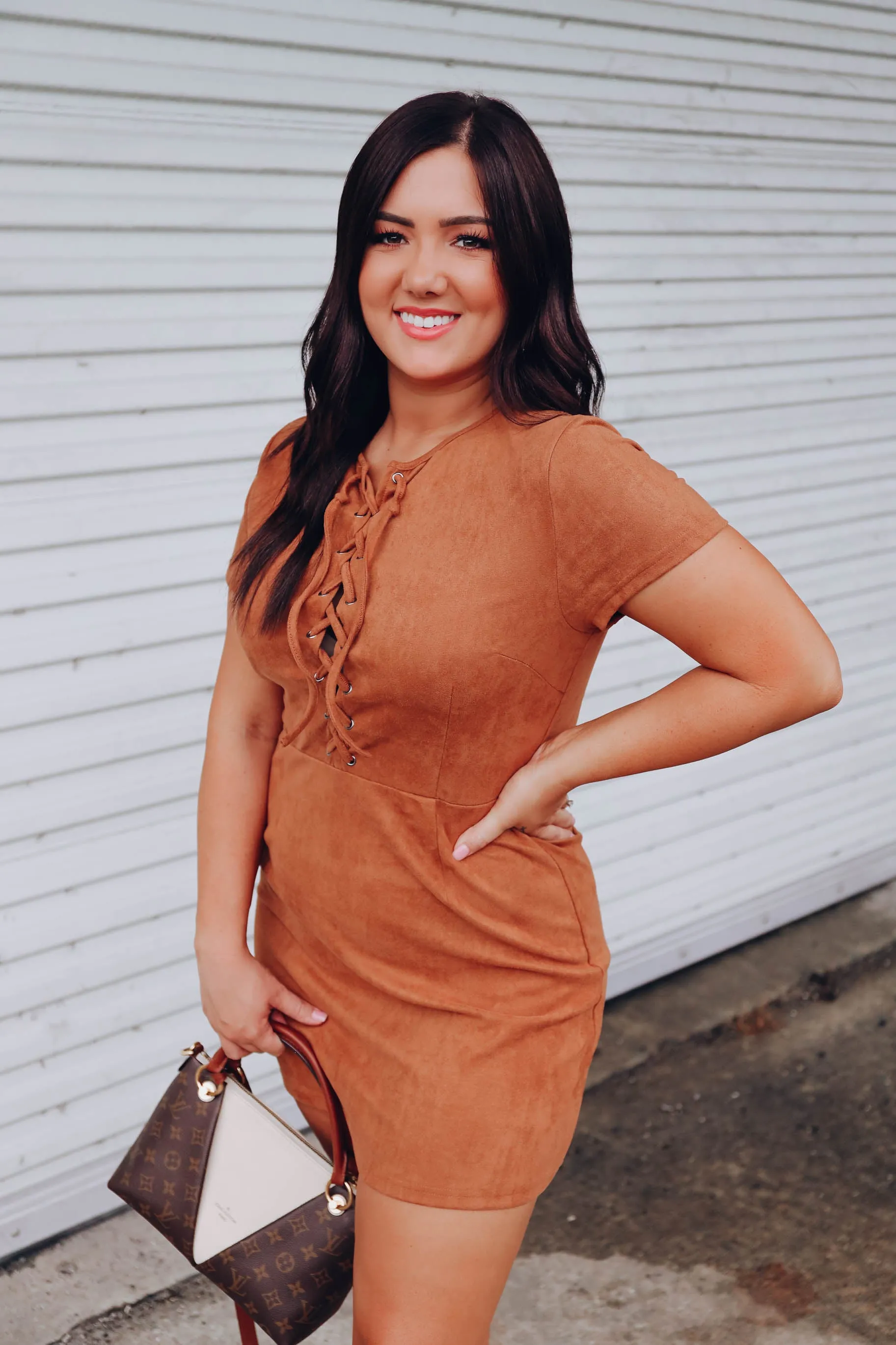 Sweet Caramel Mini Dress - Brown