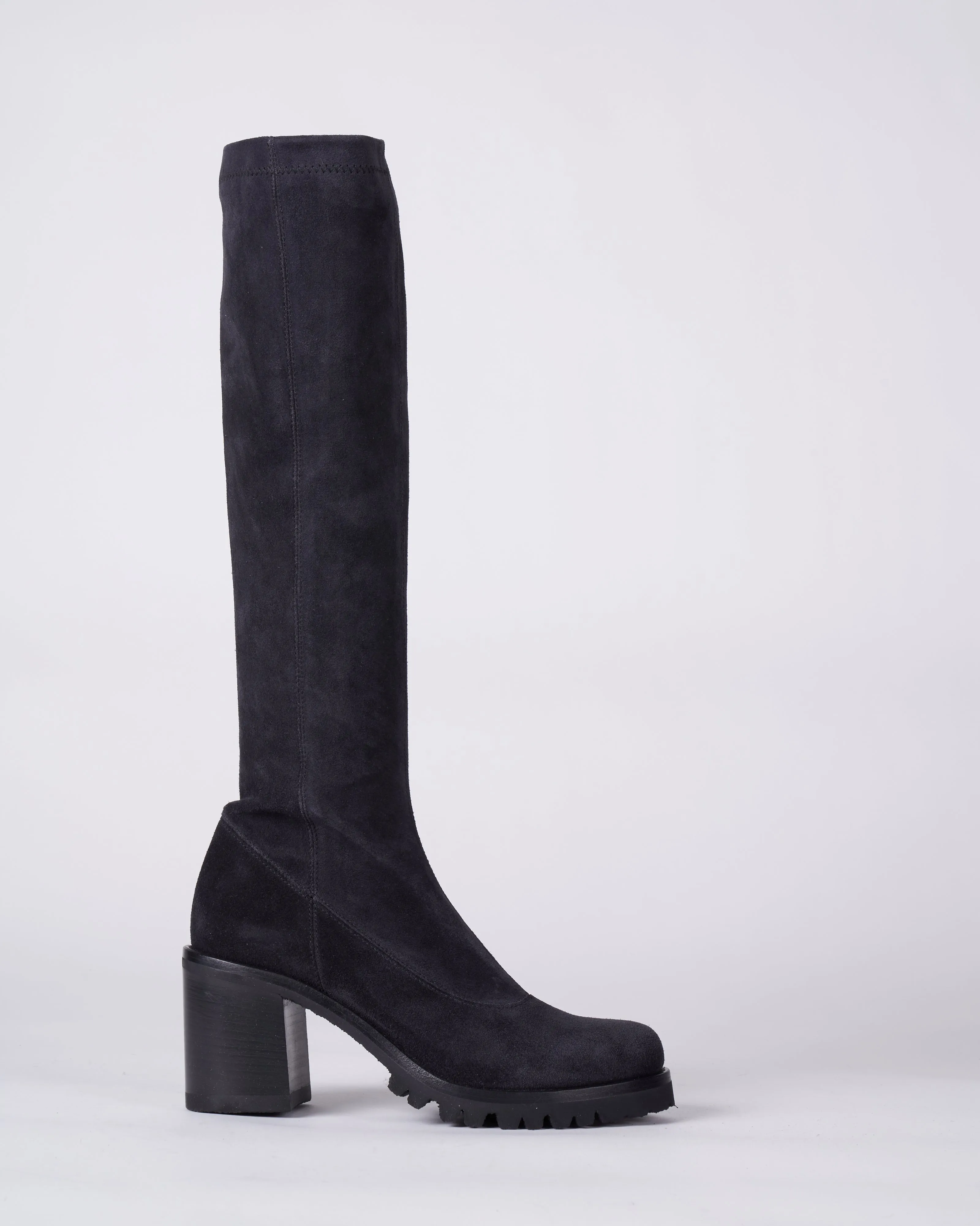 tall boot - lug sole heel - sambuco off black