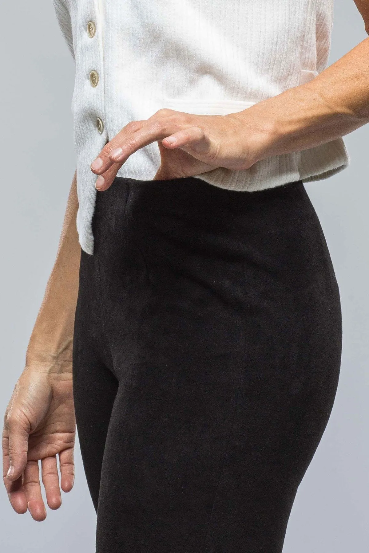 Tania Stretch Suede Pant In Black