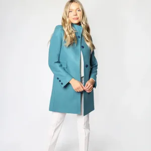 Teal Blue Italian Wool Women's Winter Coat