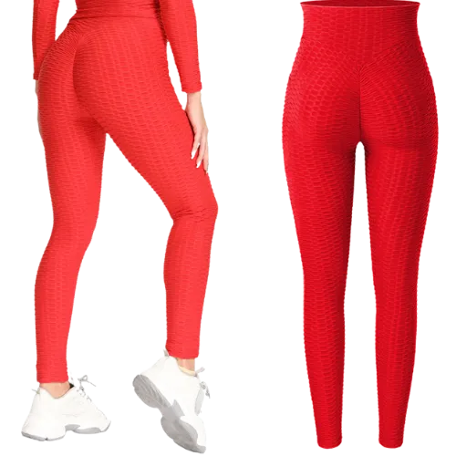Textured High Rise Leggings - Blue No Pockets