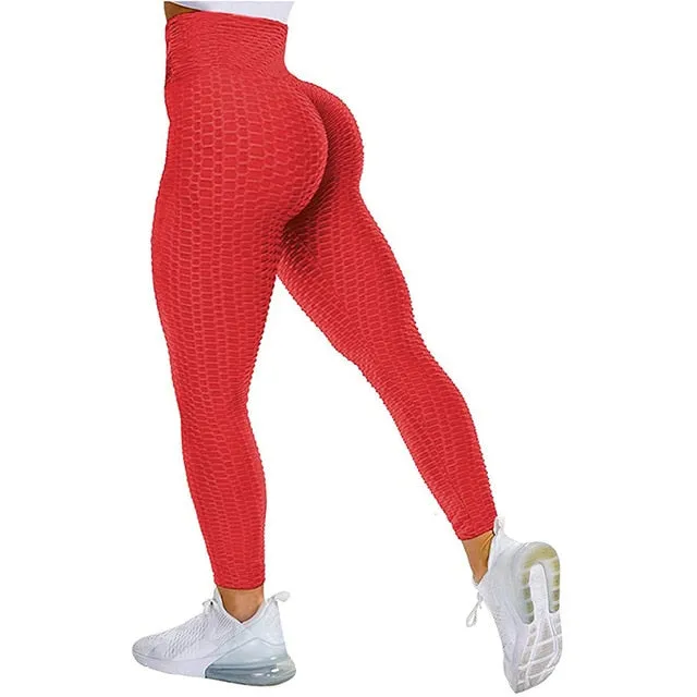 Textured High Rise Leggings - Blue No Pockets