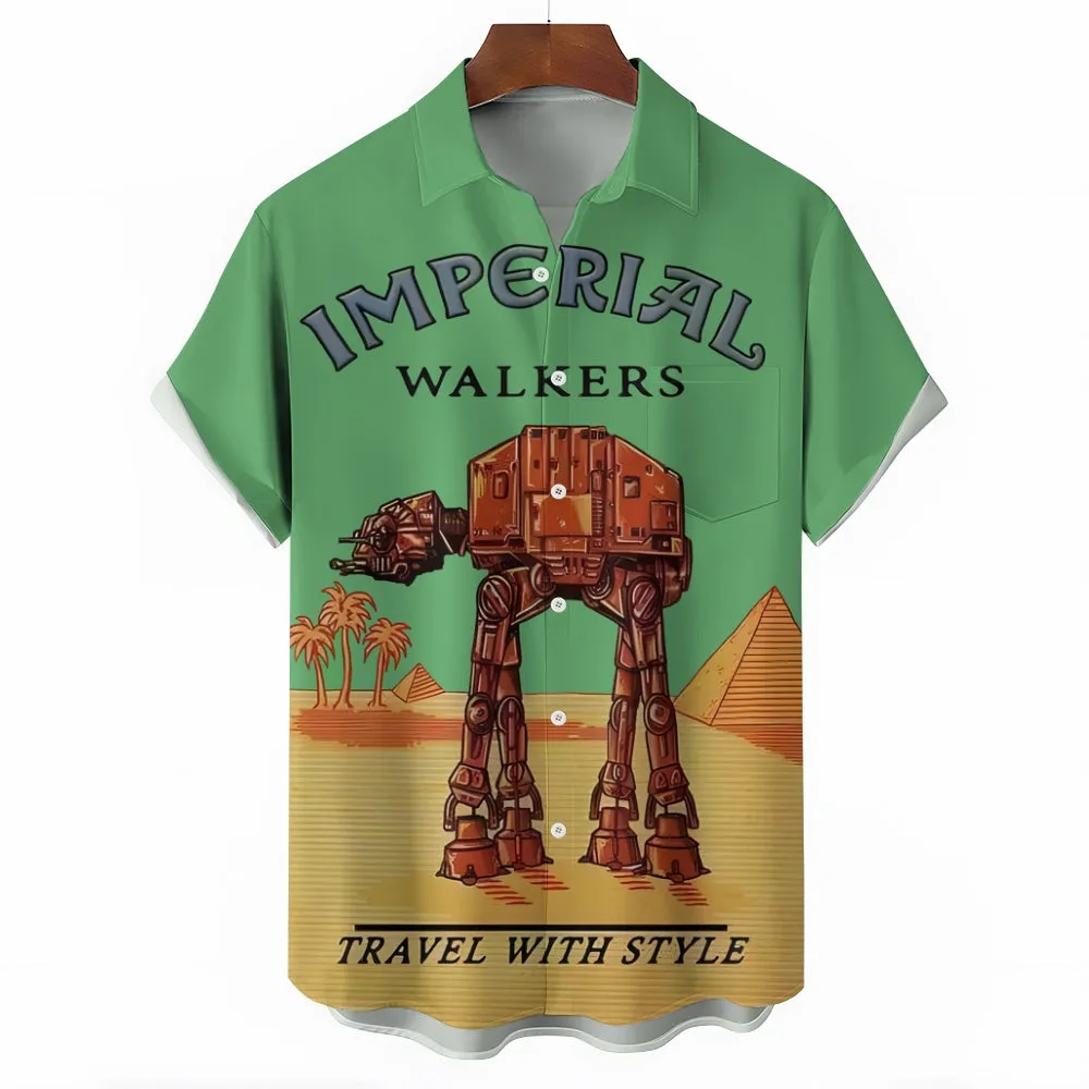 Travel with the Giant Armored Walker Print Shirt Short Sleeve Shirt 2406002522