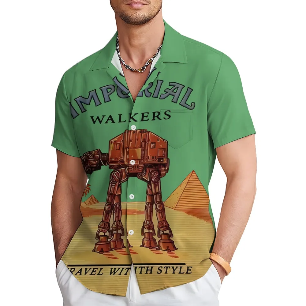 Travel with the Giant Armored Walker Print Shirt Short Sleeve Shirt 2406002522