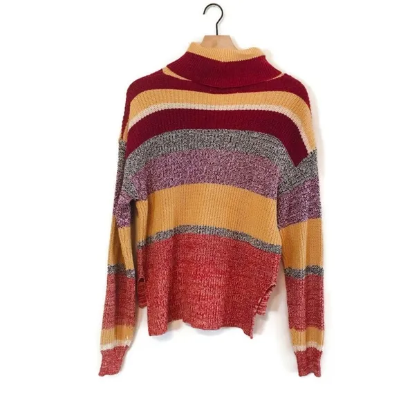 Urban Outfitters Jodie Comer FREE GUY StripeD Chunky Knit Turtleneck Sweater SM