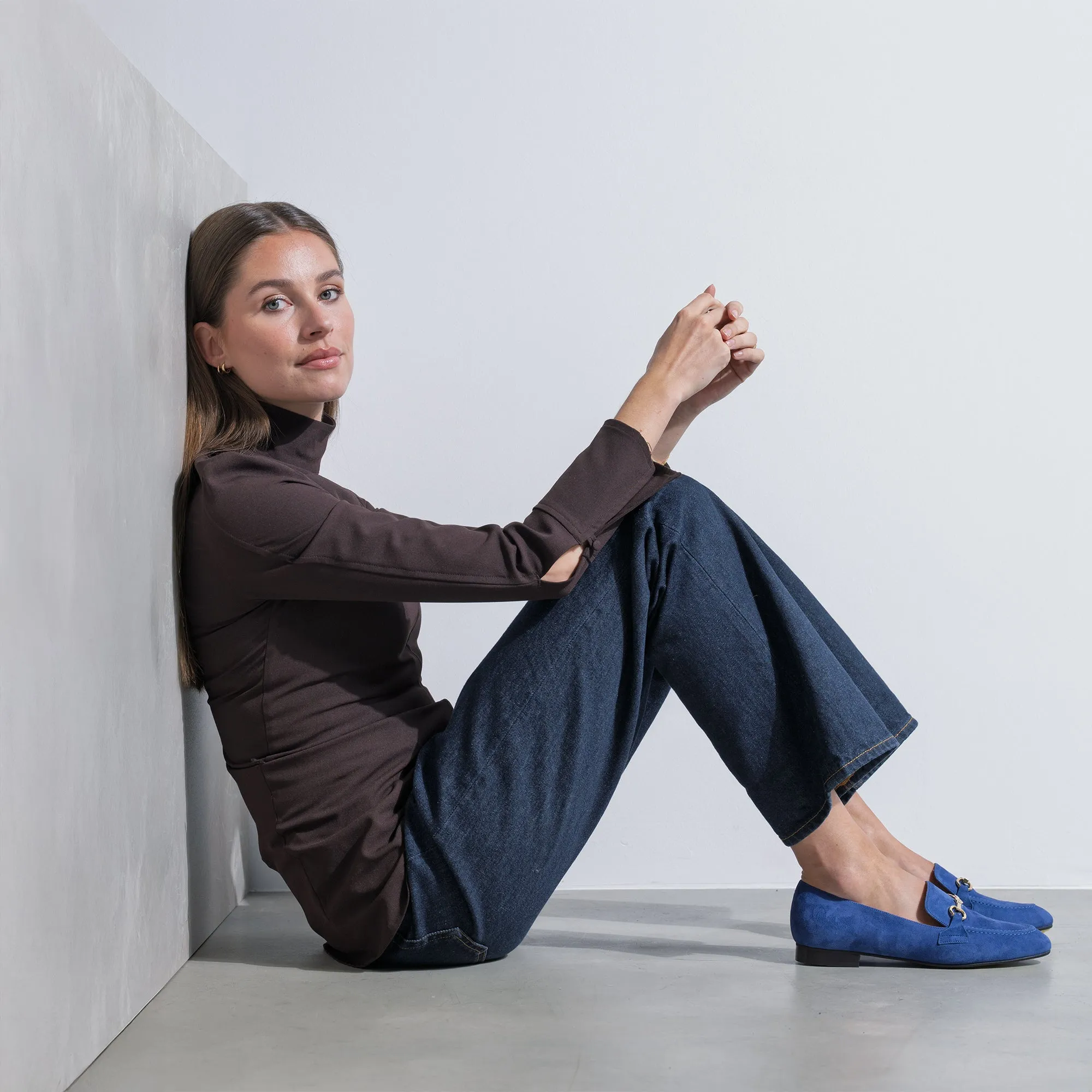 Vendôme Fleur blue suede loafers