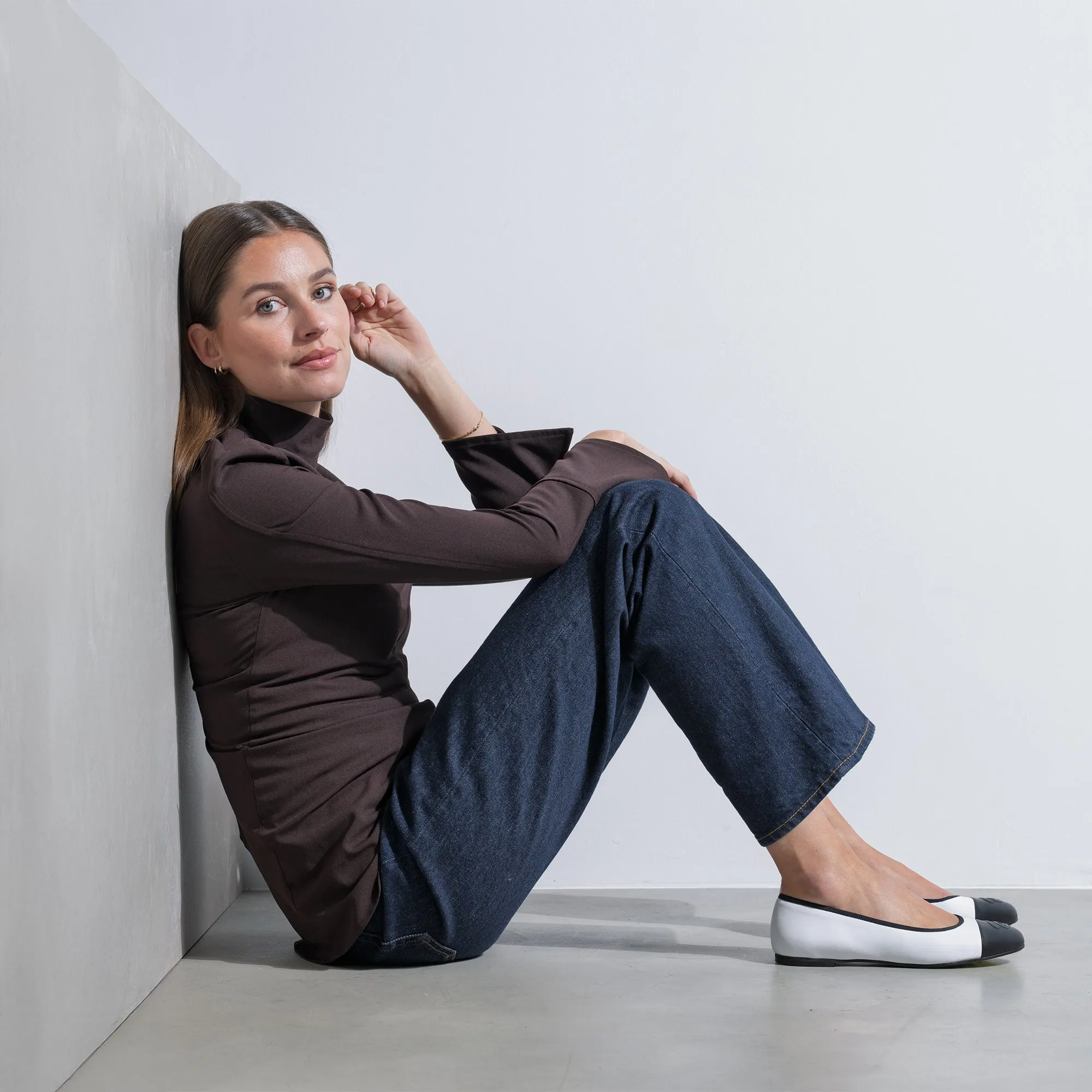 Vendôme Ynes white calfskin leather ballerinas