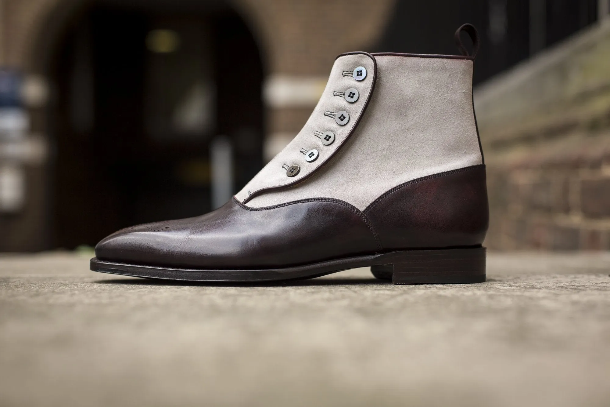 Westlake - MTO - Plum Museum Calf / Pearl Grey Suede - MGF Last - Single Leather Sole