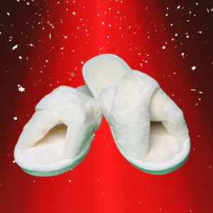 White-Cream Plush Slippers