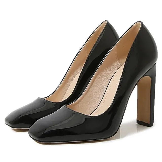 Women's High Heel Pumps Square Toe OL Work Shoes