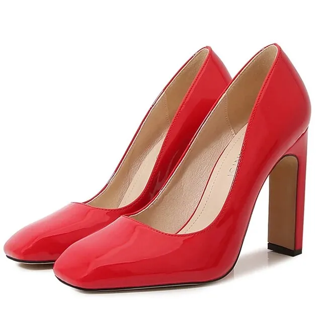 Women's High Heel Pumps Square Toe OL Work Shoes