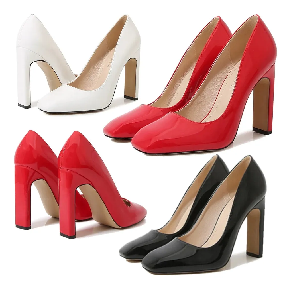 Women's High Heel Pumps Square Toe OL Work Shoes