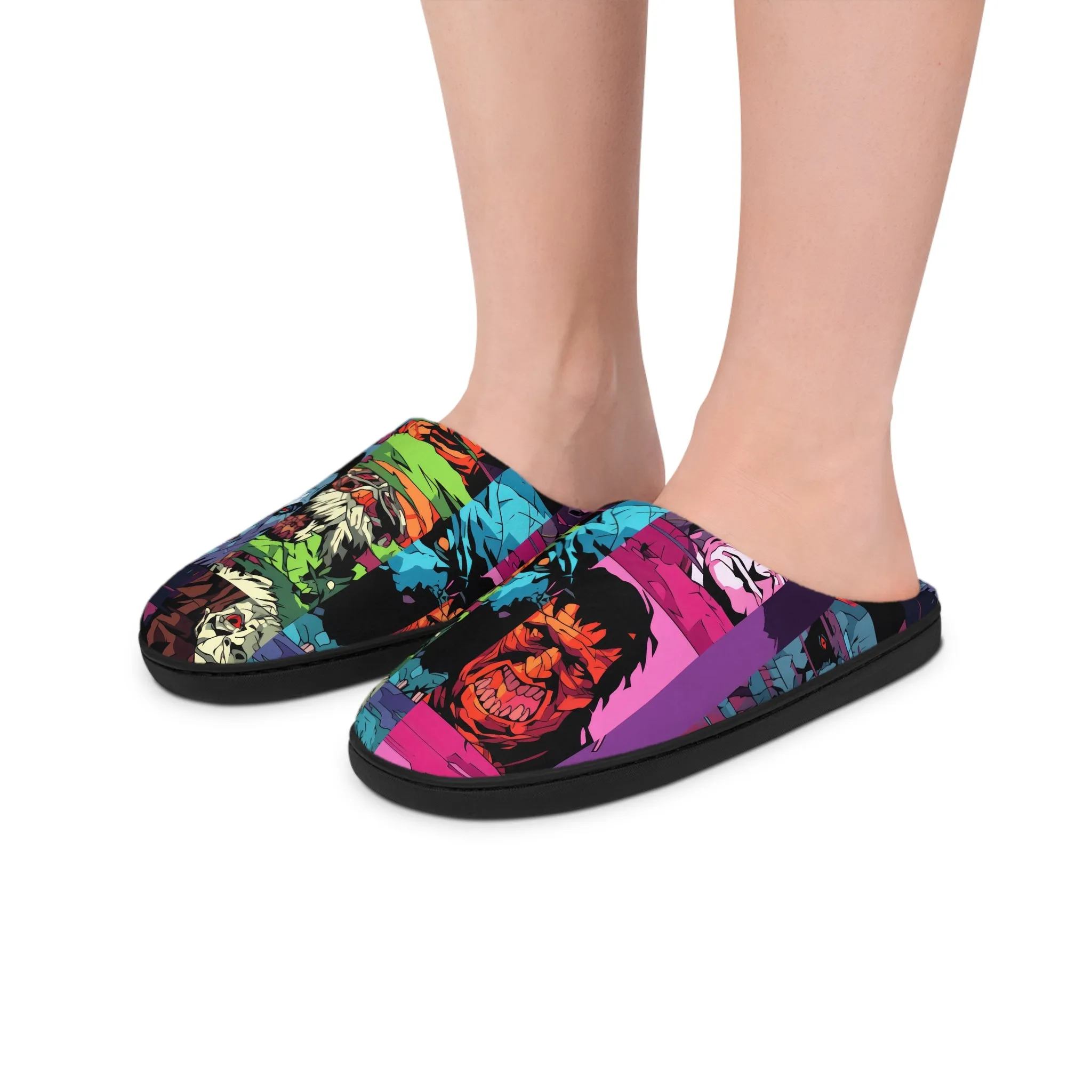 Women's Indoor Slippers - Spooky Monsters Anime Beta