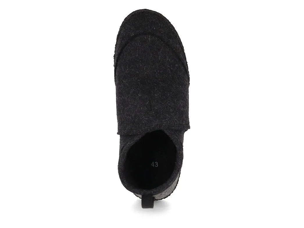 WoolFit Taiga slippers with natural rubber sole, all black