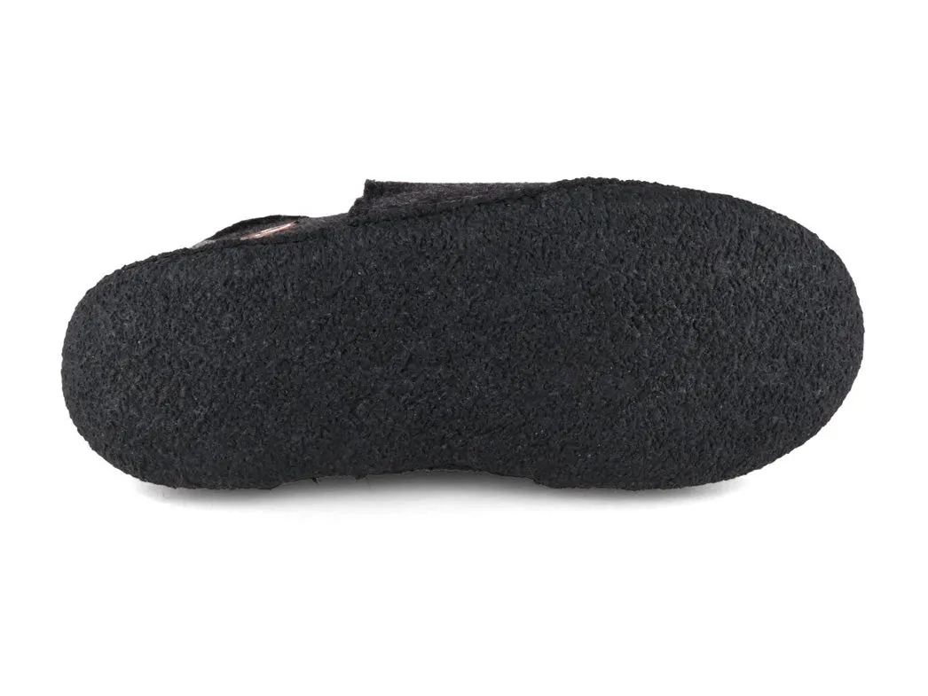 WoolFit Taiga slippers with natural rubber sole, all black